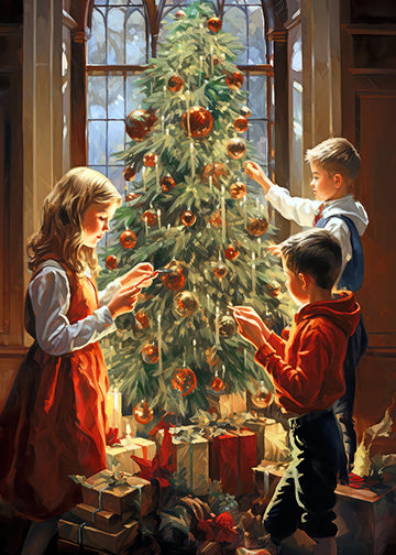 Classic Christmas Trimming the Tree